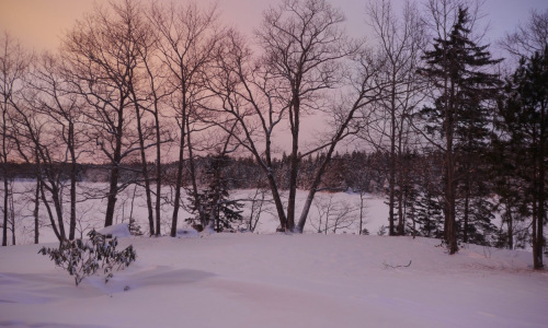 Sunset on the snowy Bagaduce